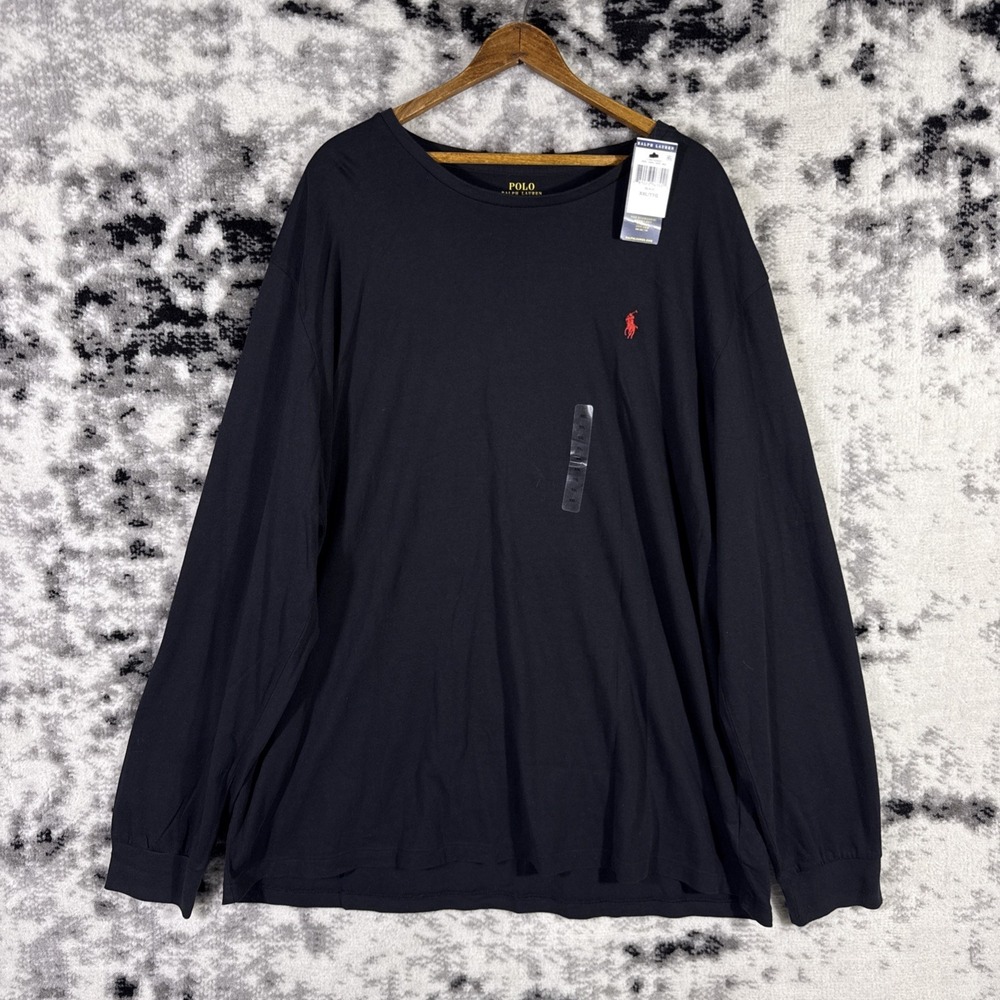 New Polo Ralph Lauren Shirt Mens Size XXL Black Long Sleeve Minimalist Monochrom